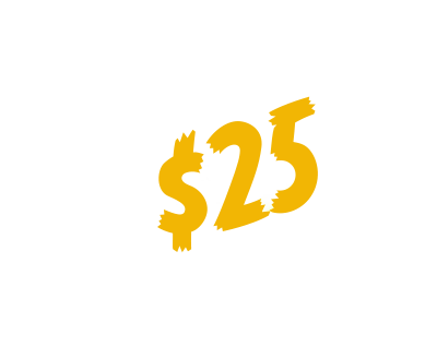 Save Up To $25 Badge, Front View