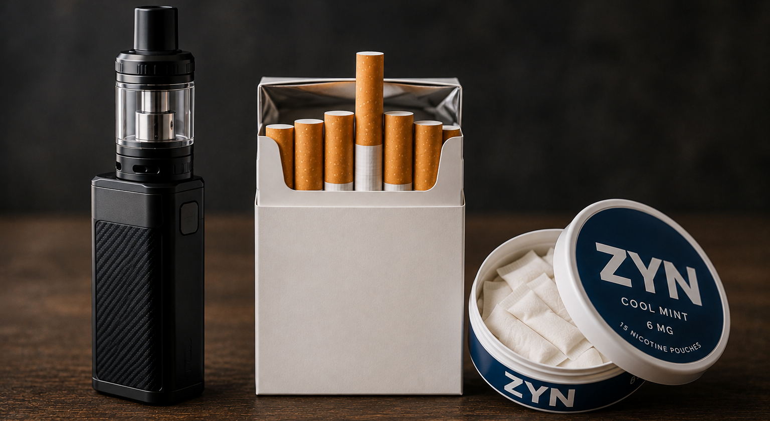 Vaping vs. Smoking vs. Nicotine Pouches